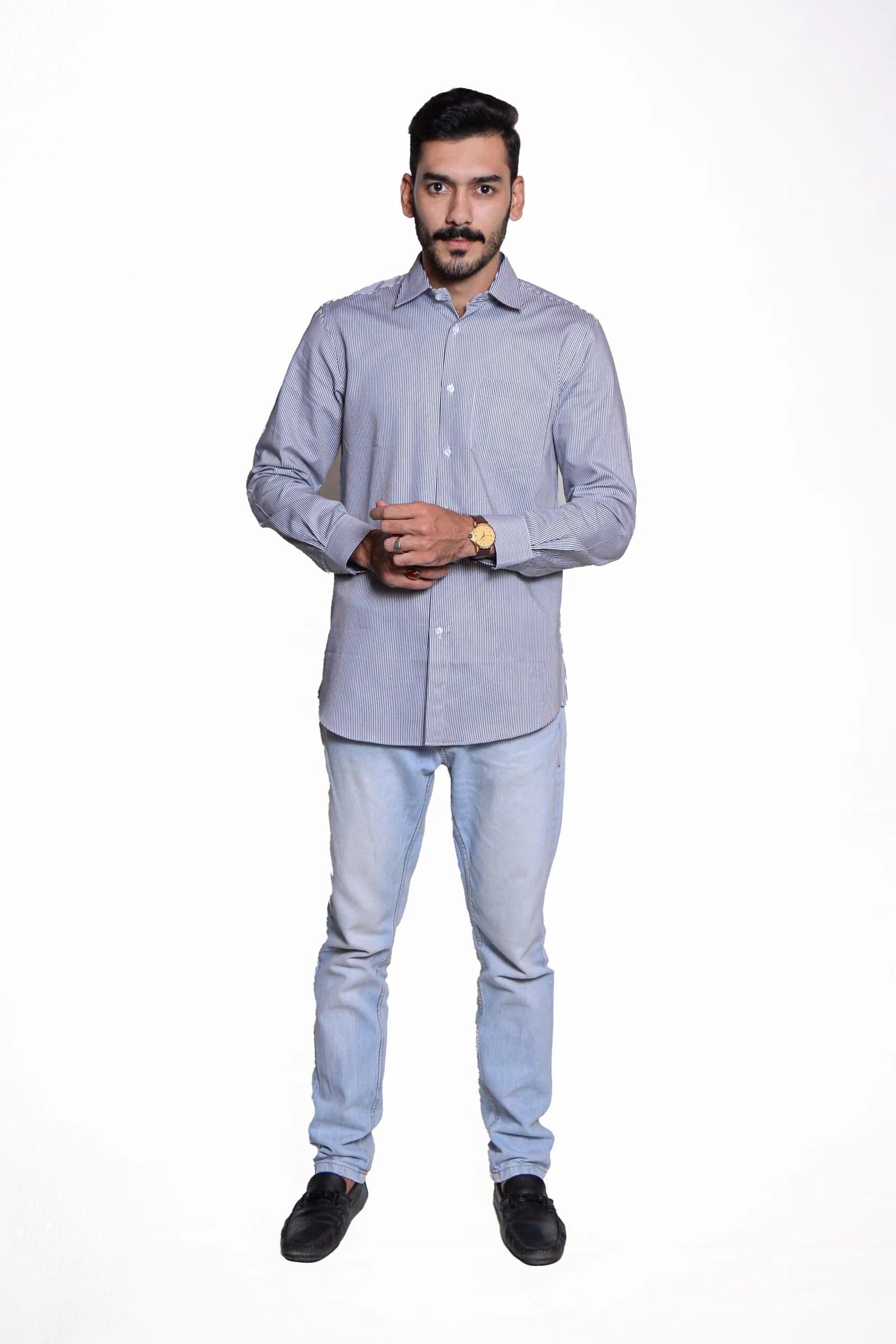 Menβs Formal Shirt Cotton Gray